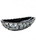 Shell Mother of Pearl Silver Blue Boat 46x20x13cm (levertijd)